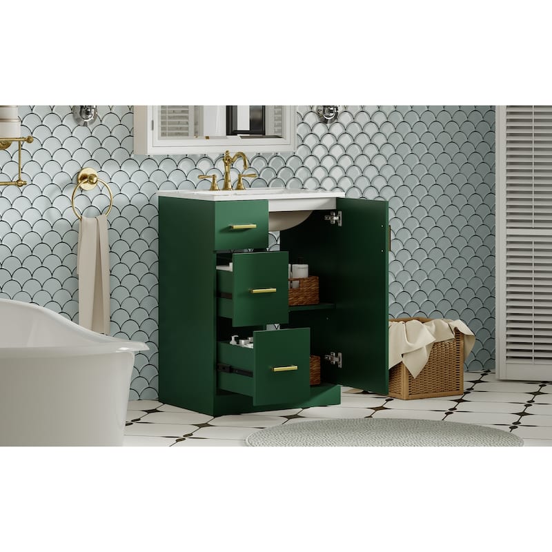 24-In Bathroom Vanity with Sink,2 Drawers and Soft-Closing Door