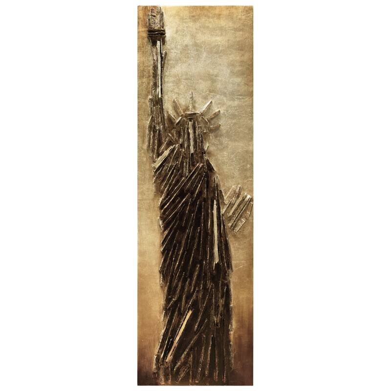 "Liberty" Handed Painted Rugged Wooden with Gold Leaf Wall Art