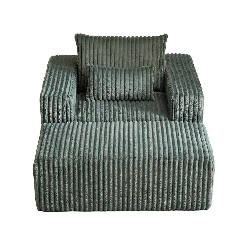 Modern 62.5" Corduroy Sponge Sofa with Removable Footrest, No Assembly Required, Cozy Sleeper Chair for Indoor Spaces