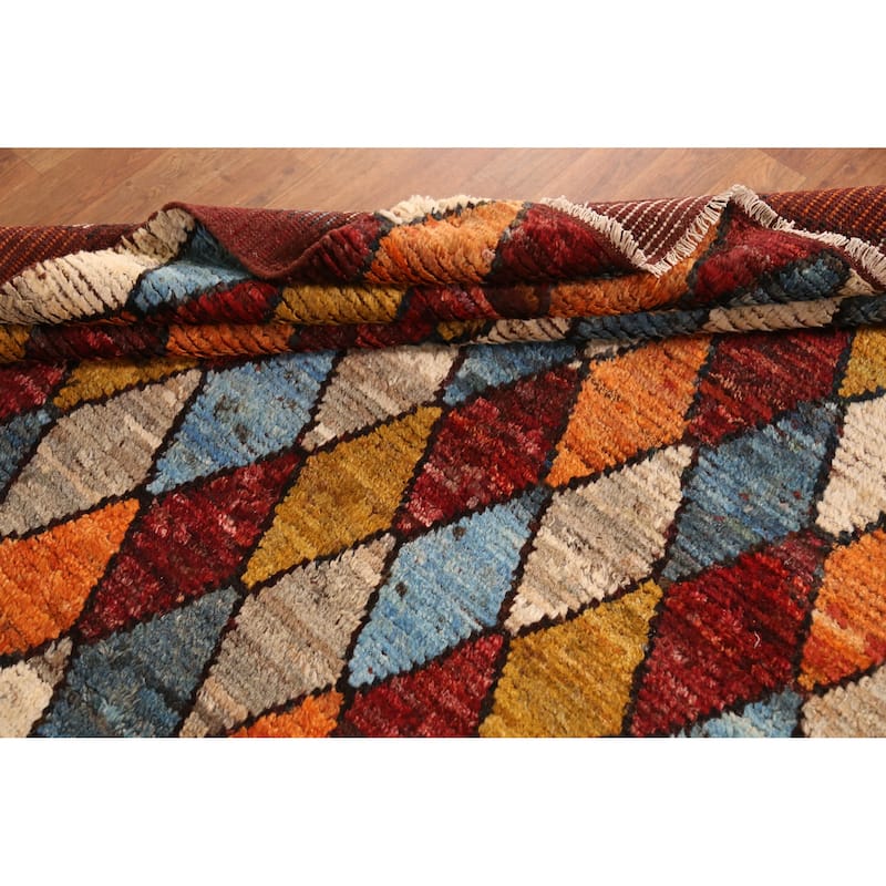 Trellis Moroccan Oriental Area Rug Hand-Knotted Tribal Wool Carpet - 6'9" x 9'5"