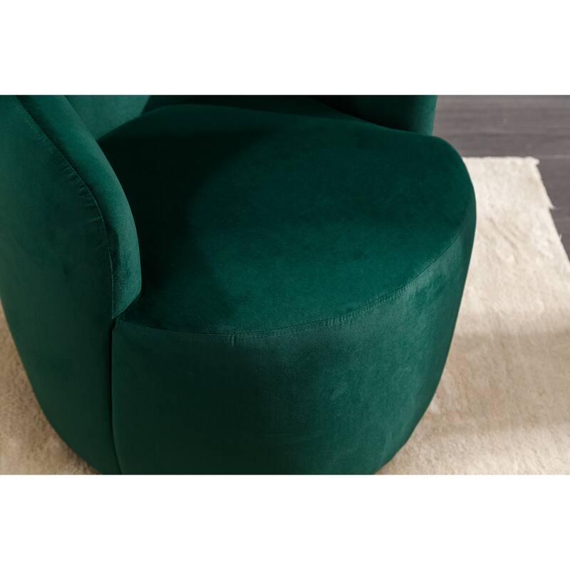 Green Velvet 25.6" Swivel Barrel Chair with Black Coating