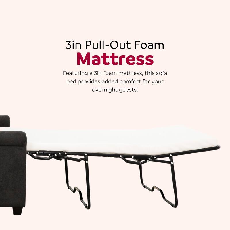 Convertible Twin Sleeper Sofa with USB Ports, 2-Seater Sofa Bed, Dark Gray