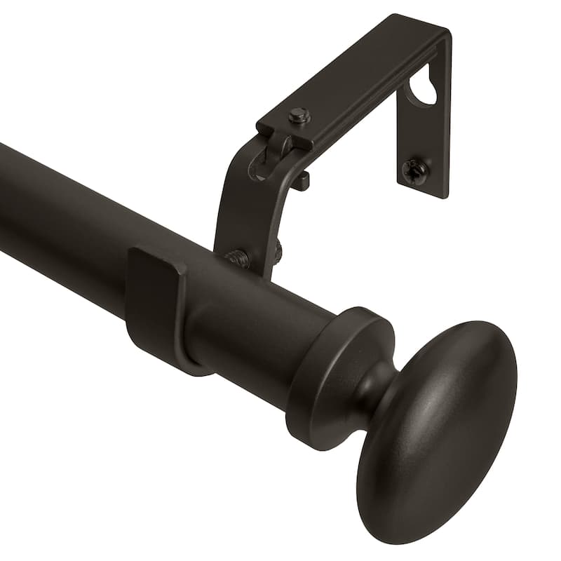 Meriville 1-Inch Diameter Prima Single Window Curtain Rod - Oil-Rubbed Bronze - Brown Finish - 28"-48"