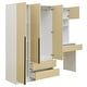 preview thumbnail 10 of 20, 3-Door Wooden Storage Desk Wardrobe for Bedroom with Shelves and 3 Drawers