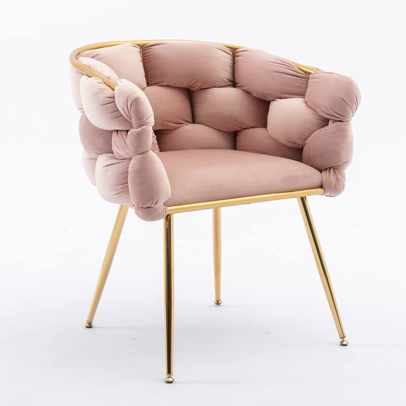 Luxury Modern Velvet Accent Chair Set of 2, Upholstered Single Sofa Chair with metal frame, Home Bedroom Dressing Chair