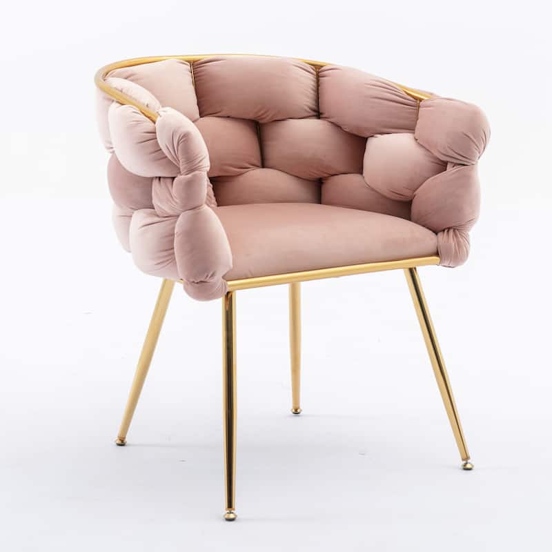 Pink Modern 28.7" Velvet Upholstered Accent Chairs with Gold - Plated Metal Legs (Set of 2)