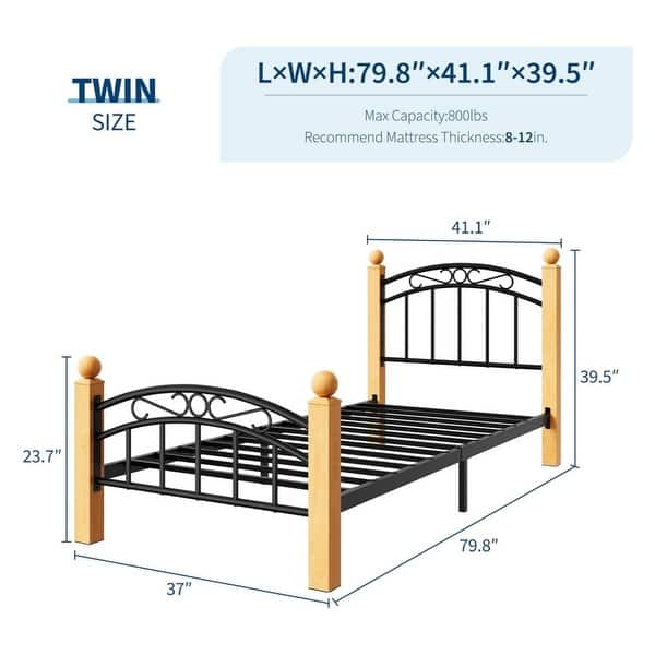 dimension image slide 2 of 3, Queen Size Bed Frame with Headboard,Platform Bed Frame,Wooden Slat Support,No Box Spring Needed,Underbed Storage Space