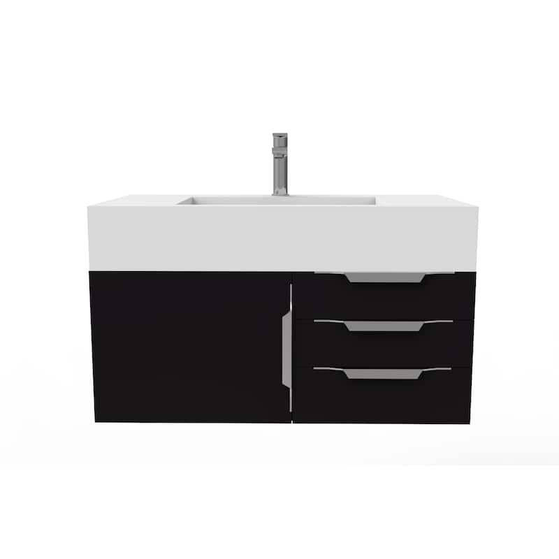 Nile 36-Inch Wall Mounted Bathroom Vanity Set w/ White Top
