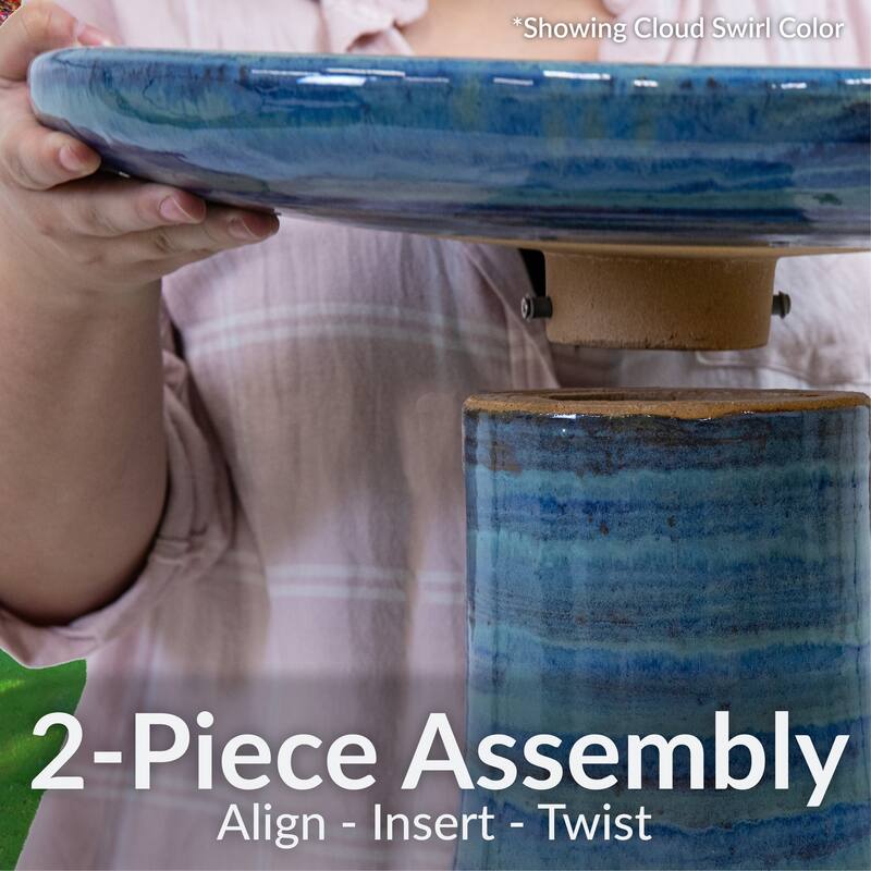 Sunnydaze Classic Outdoor Ceramic Bird Bath - UV/Frost Resistant