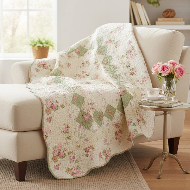 Greenland Home Fashions Bliss 100% Cotton Authentic Patchwork Throw Quilt