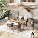 preview thumbnail 1 of 12, Outdoor Dining Set 7-Piece Acacia Wood Patio Rope-Woven Arm Chair and Dining Table with Umbrella Hole Natural&Beige