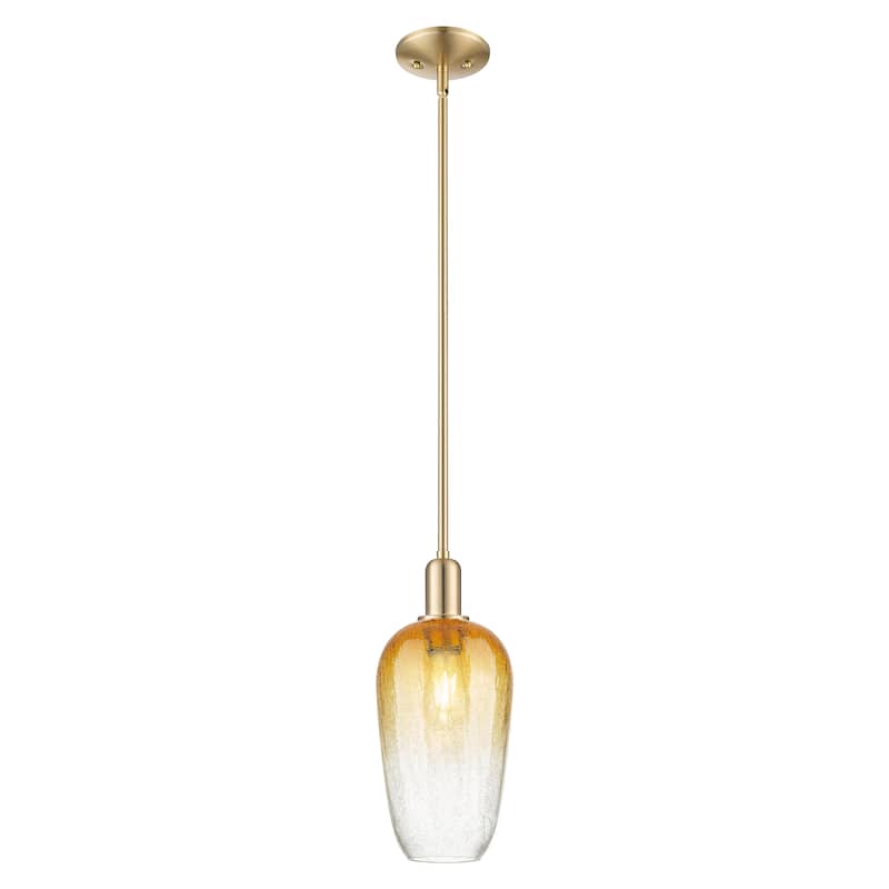 Innovations Lighting Downtown Urban - Brookhaven Flute - 1 Light 7" Stem Hung Mini Pendant - Champagne Bronze/Amber Shade
