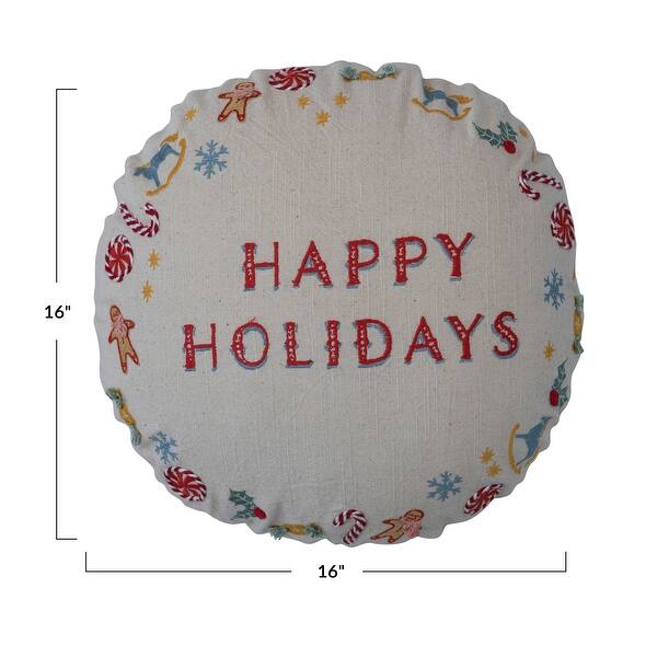 Cotton Slub Printed Pillow with Embroidery