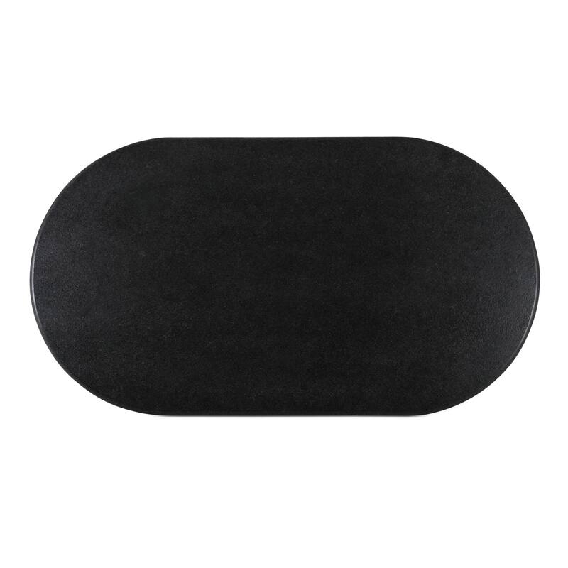 NADAAL STUDIOS Norex Sartoria Dining Table for 6, Oval Black Granite Top, Jute-Wrapped Mango Wood Base, Black Granite