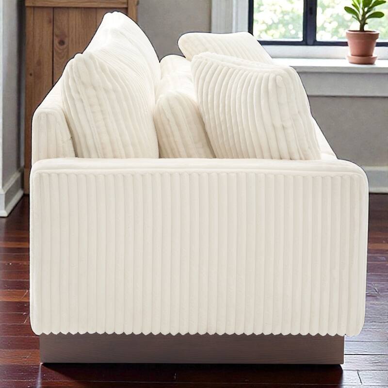 80.31" Modern Corduroy Loveseat Sofa with 4 Pillows, Upholstered Couch with Deep Seat for Living Room