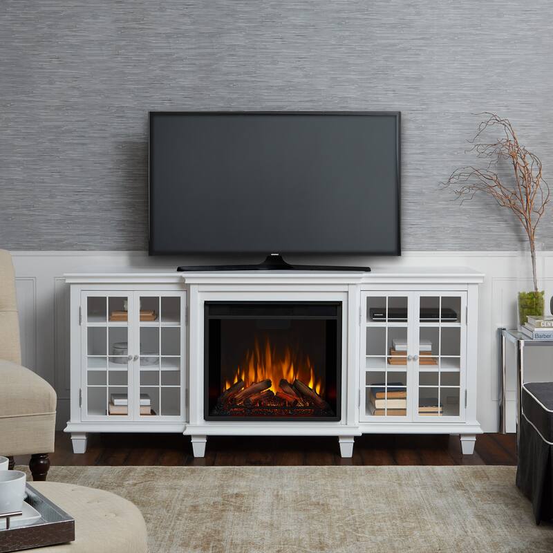 Marlowe 70" TV Stand Electric Fireplace by Real Flame - White