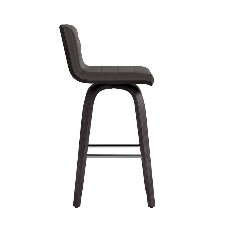 Carson Carrington Ullfors Grey and Black Faux Leather Swivel 26-inch Counter Stool