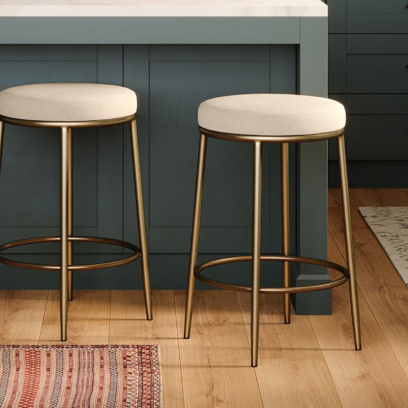 Maven Lane Stella Metal Kitchen Dining Stool - Antique Brass - Counter Height