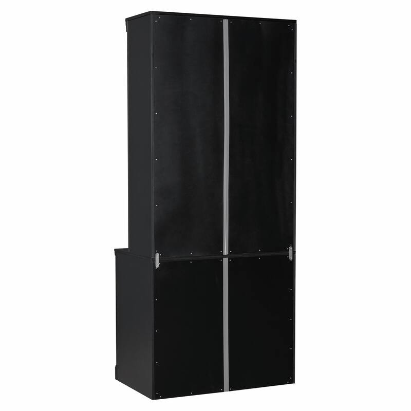 83.4" Tall Bookshelf, Modern Bookcase with Sliding Doors & Open Shelves