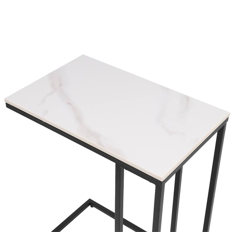 Maypex Rectangular White Sintered Stone Table Top Side Table