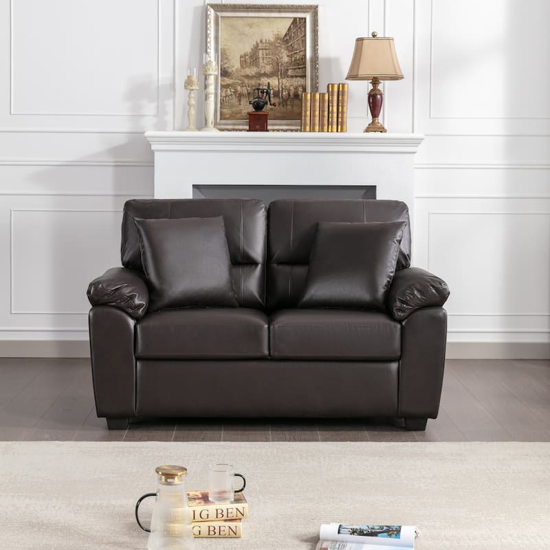 Morden Fort Upholstered Living Room Set, 2 Pieces - Faux Leather chair, Loveseat