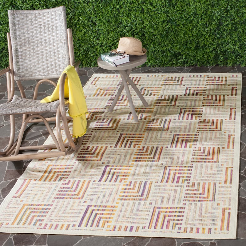 SAFAVIEH Havana Alesha Indoor/ Outdoor Waterproof Patio Backyard Rug - 2'7" x 5' - Natural/Multi