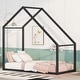 preview thumbnail 16 of 20, Metal House Bed for Kids Open Design, Roof Canopy, Twin Size Black