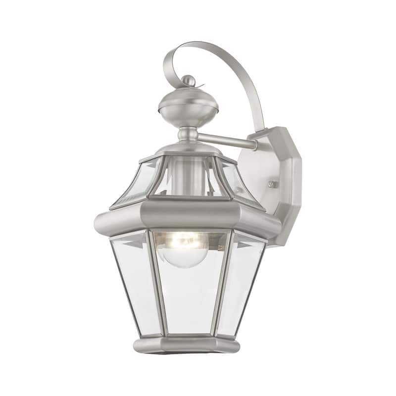 Livex Lighting 1-light Brushed Nickel Outdoor Wall Lantern, 2161-91 - 8.5" W x 14" H x 8" Ext.