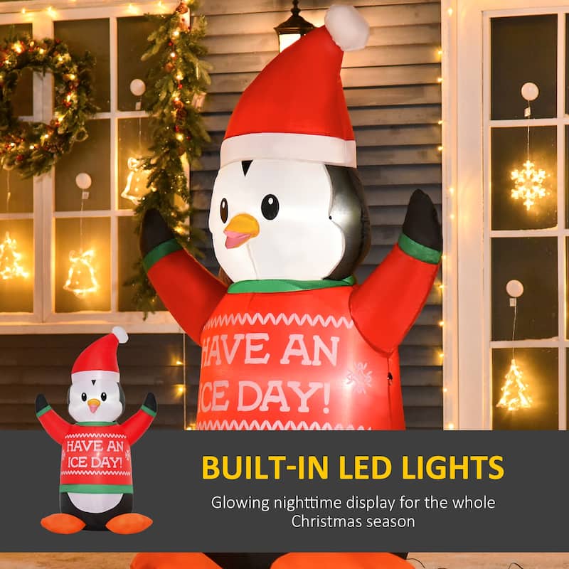HOMCOM Penguin Christmas Decoration with Happy Message on Sweater, Cute Christmas Decoration