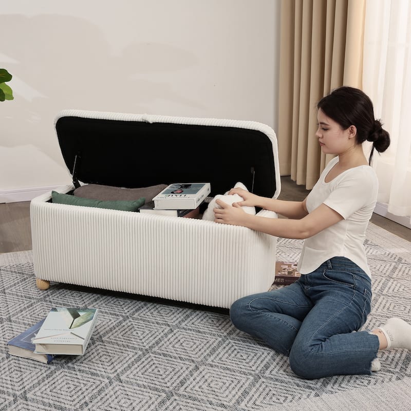 Adeco Storage Ottoman End of Bed Bedroom Entryway Bench