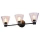 preview thumbnail 8 of 10, Dalton 3-Light 25.5 in. Wide Black Bathroom Vanity Lighting Wall Fixture, Clear Glass Shade, Dimmable, LED Compatible