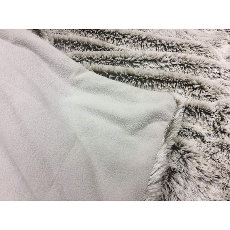 HomeRoots Gray Faux Fur Ombre Plush Throw