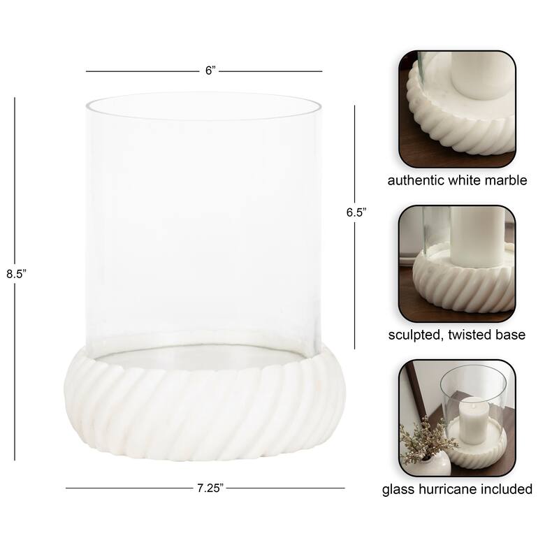 Kate and Laurel Trenza Marble Candle Holder - 8x8x9