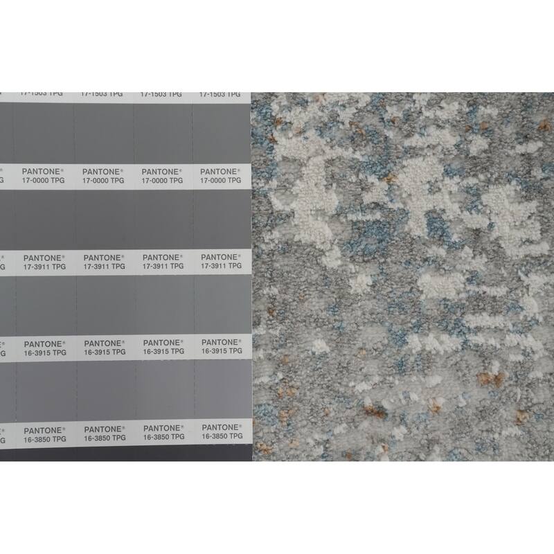 Machine Made Oriental Polyester Carpet Medallion Greys & Charcoal Distressed Area Rug - 7' 5'' X 5' 2''