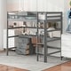 preview thumbnail 1 of 11, Solid Wood Loft Bed with Bulit-in Desk, Storage Shelf and 3 Drawers, Twin Size Loft Bedframe with Storage Box and Blackboard Grey
