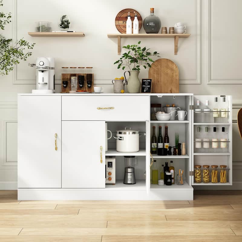 Sideboard Buffet Cabinet with Storage, 4 Doors & 1 Drawer, Modern Coffee Bar for Kitchen & Dining Room