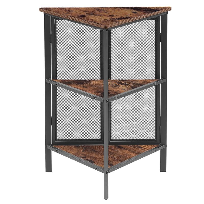 VECELO Triangular Corner Cabinet 27.5" 3-tier End Table with Mesh Doors For Small Spaces Indoor Outdoor(1PCS/2PCS)