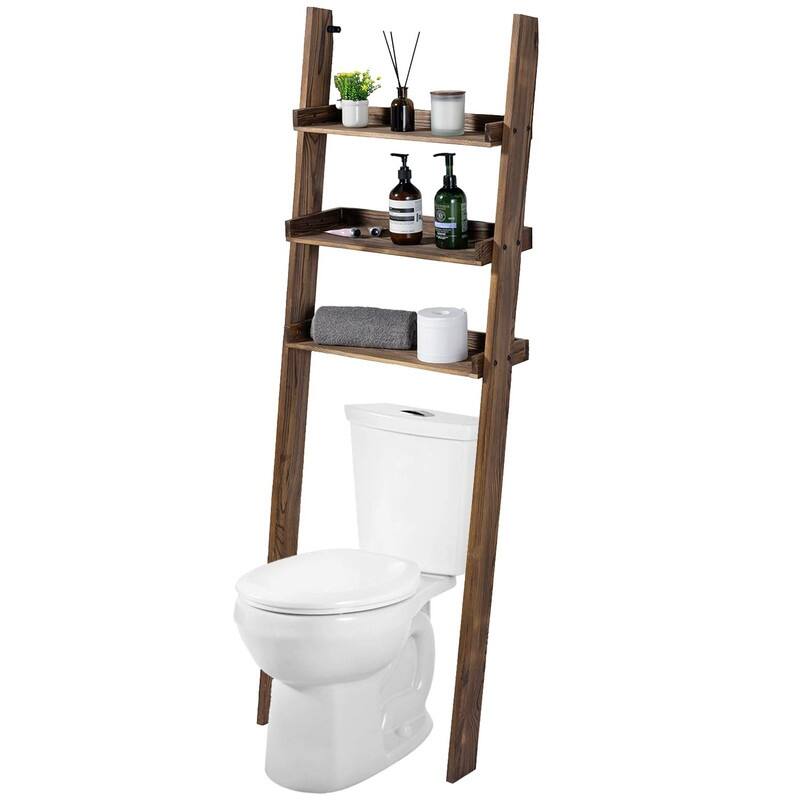 Over The Toilet Decorative Ladder Standing Shelf - 7.75"D x 23.25"W x 66.5"H - 7.75"D x 23.25"W x 66.5"H - Brown