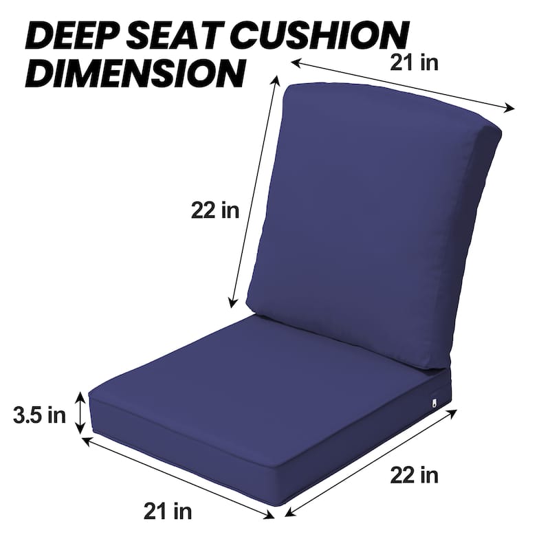 21 W in x 22 D in. Outdoor Deep Seat Chair Cushion Set Dining Patio Chair Pad Set