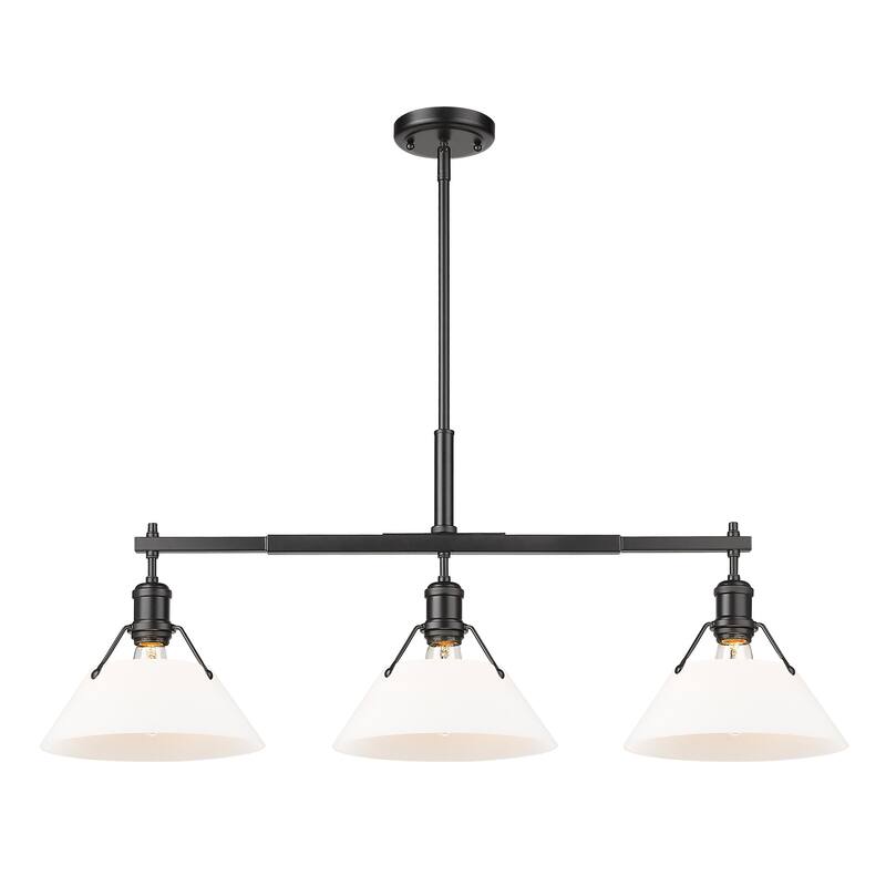 Yep by Golden Lighting Orwell 3-light Island Light in Matte Black and Opal Glass
