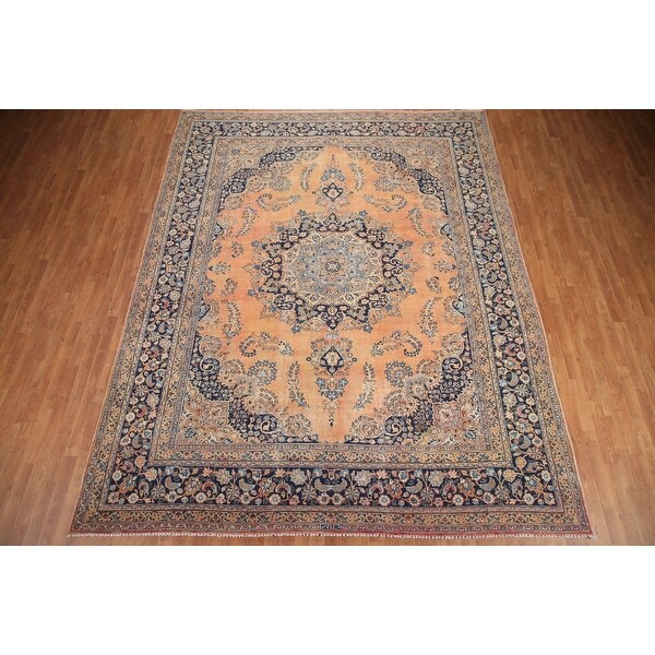 絨毯　mashad carpet Semi Antique Persian Mushad 12.9 x 9.10 – Zephyr Rugs