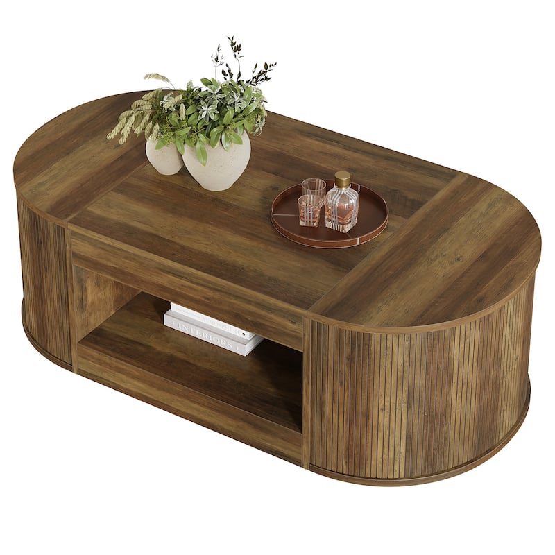 Large Coffee Table with Storage Shelf, Center Tea Cocktail Accent Table, Living Room Office Reception Sofa Table