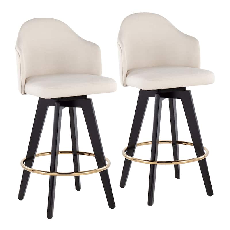 Carson Carrington Valsatra 26" Upholstered Counter Stool with Black Wood Base (Set of 2)