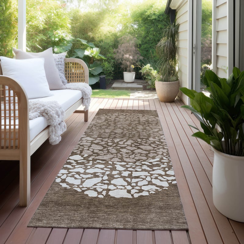 Machine Washable Indoor/ Outdoor Chantille Modern Mosaic Rug