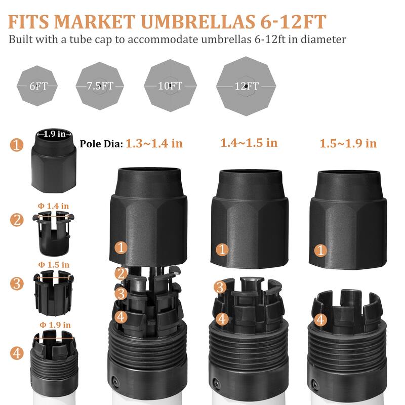 55lbs Round Concrete Market Umbrella Base With Wheels - N/A