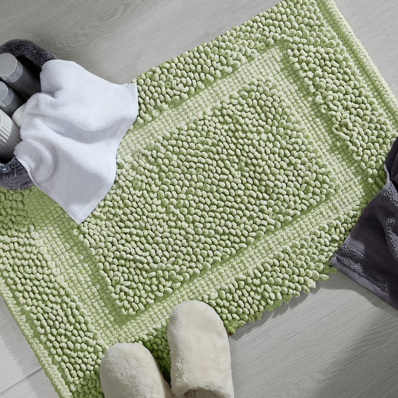 Sophie Border Ultra-plush Chenille Non-Slip Cotton Bath Mat