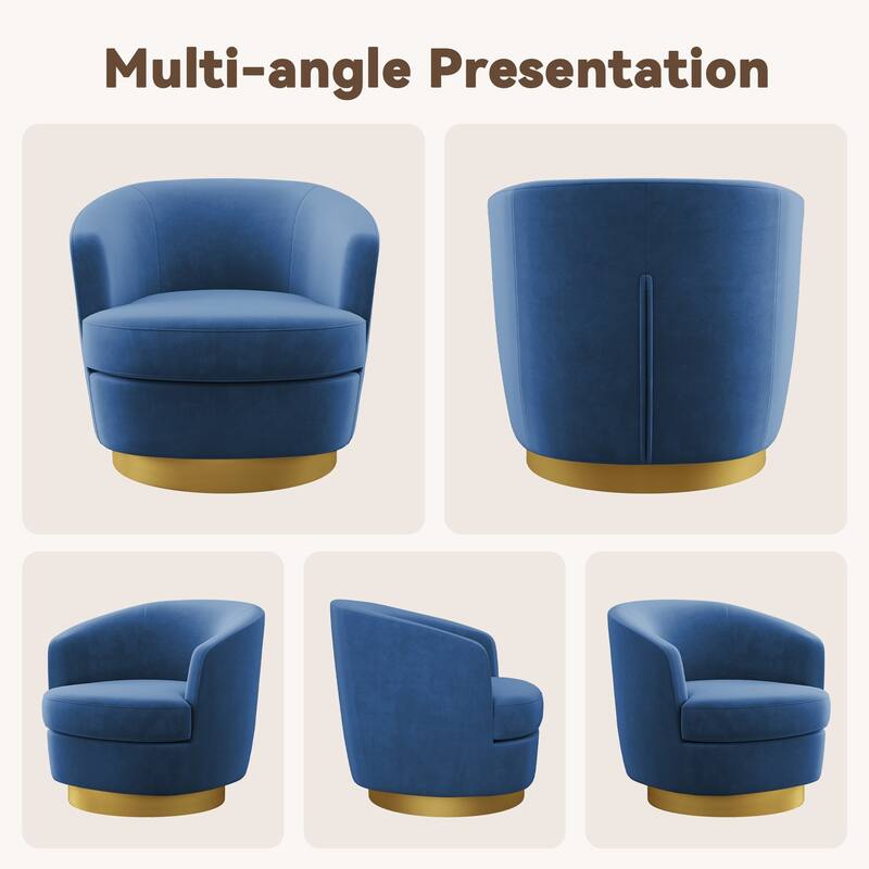 360 Degree Velvet Swivel Club Chair, Soft & Comfotable