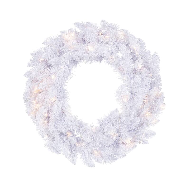 Charming 24 Inch Prelit PVC Tips Wreath with 50 Warm White LED Lights