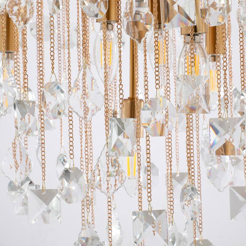 6-Light Crystal Cascade Statement Chandelier