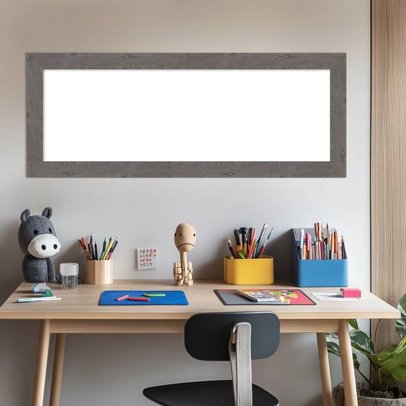 Amanti Art Rustic Plank Espresso Narrow Framed Dry Erase Magnetic Board